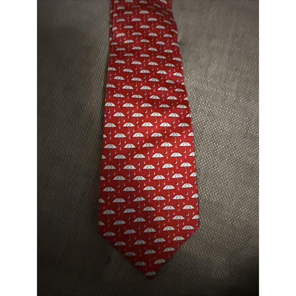 Mens Peter Millar Gentlemens Clothiers Tie Red Umbrella Print